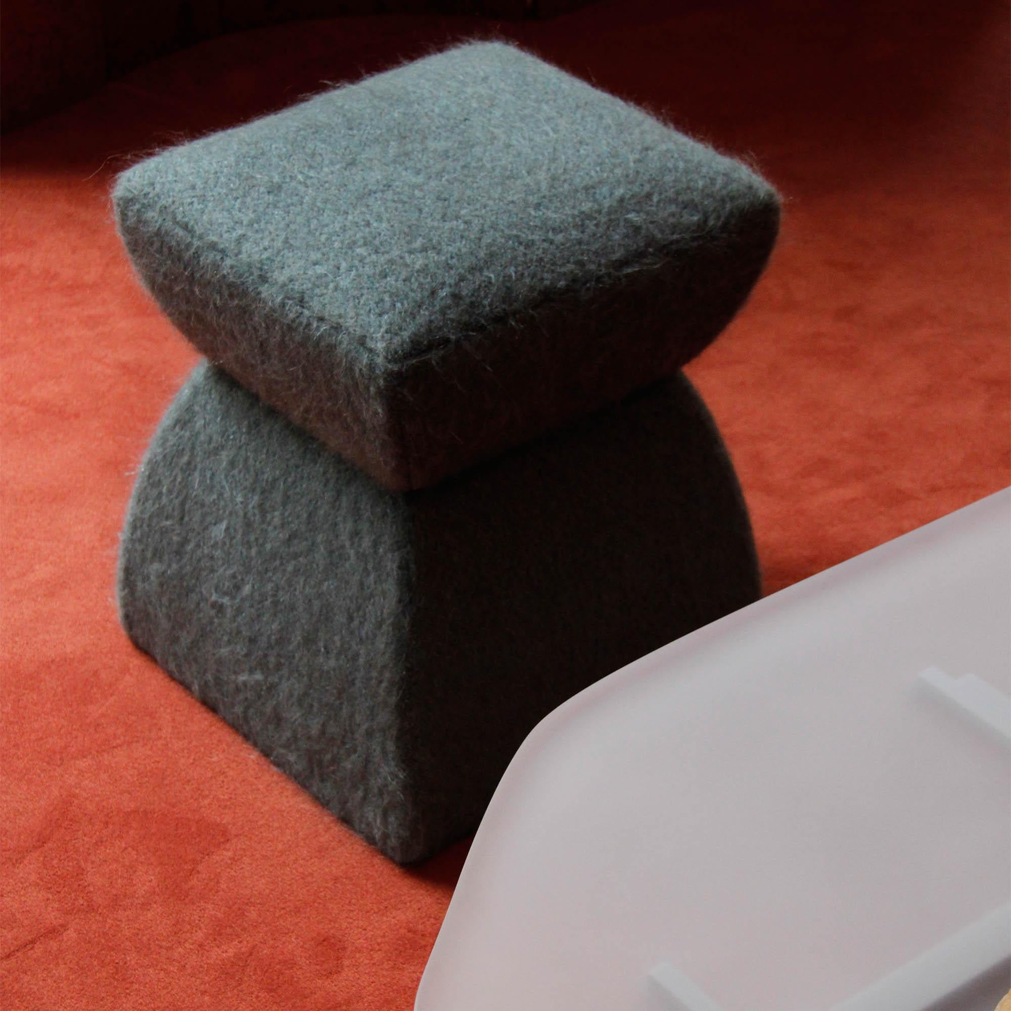 Modern ‘Cusi’ Pouf in Honey Mohair For Sale