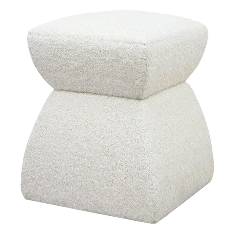 pouf 'Cusi' en mohair blanc