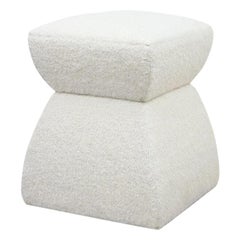 ‘Cusi’ Pouf in White Mohair
