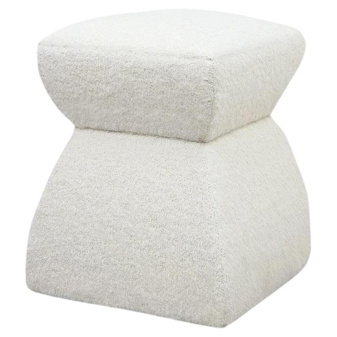 ‘Cusi’ Pouf in White Mohair For Sale