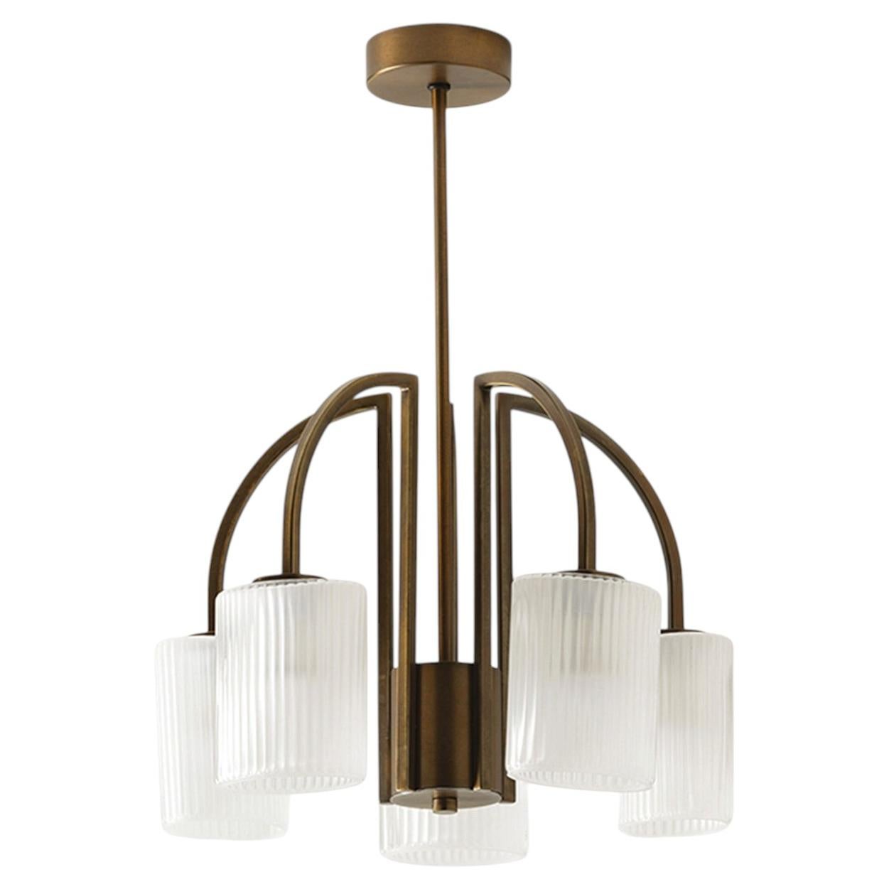 Lampadario Cuspide in vetro bianco in vendita