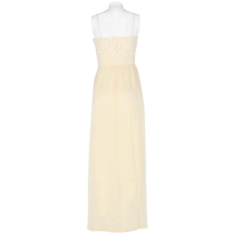 White Custard Silk Vintage Wedding Dress, 1960s For Sale