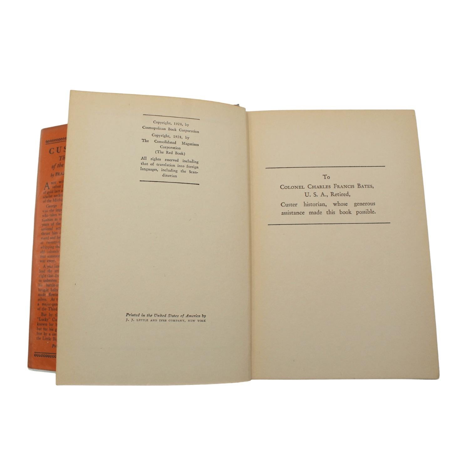 Paper Custer: The Last of the Cavaliers, Signed by Frazier Hunt, First Edition, 1928 For Sale
