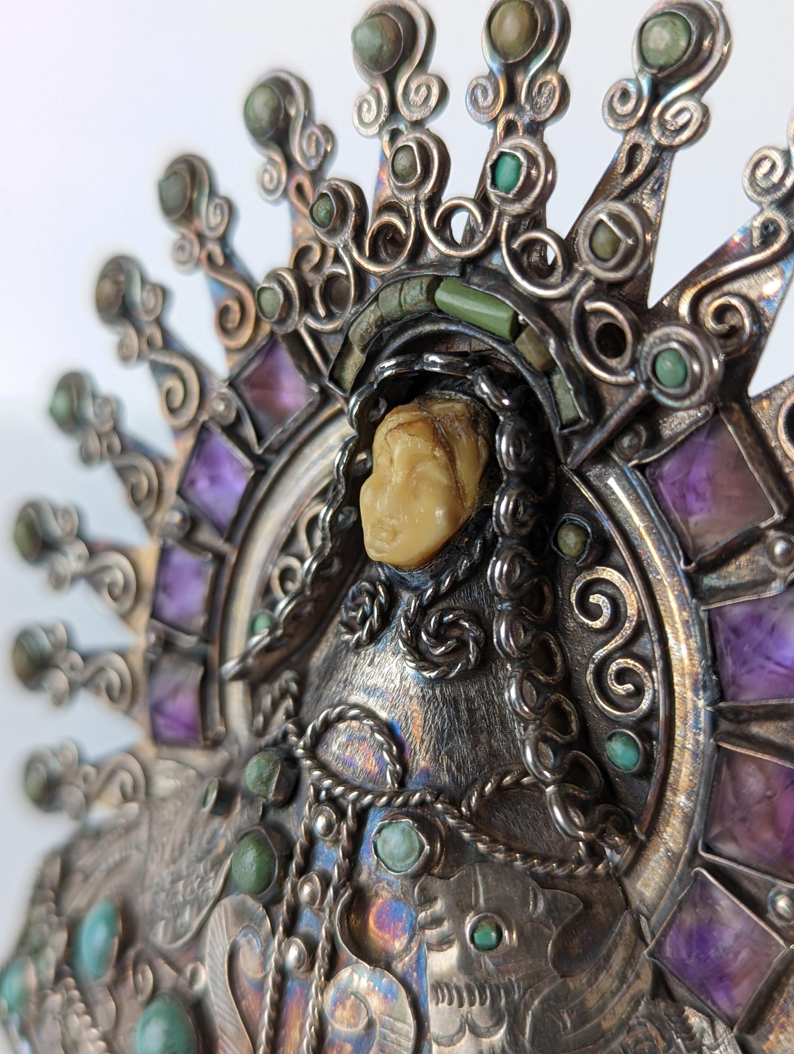 20th Century Custody Virgin of the Assumption of Tonaya in Silver by Matilde Poulat, Mexico