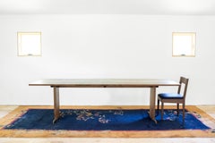 CUSTOM (1 of 2): Dining Table in Live Edge Walnut and Brass with Trestle Base