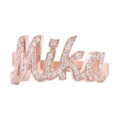 Custom 1.00 Carat VS Diamond Pavé Name Ring Band Certified in 14 Karat Rose Gold