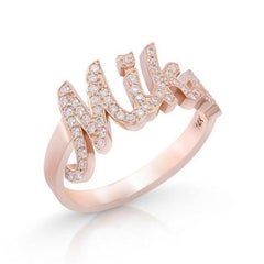 Custom 1.00 Carat VS Diamond Pavé Name Ring Band Certified in 14 Karat Rose Gold