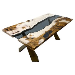 Custom %100 Natural Glass River Table - Custom River Wood Dining Table