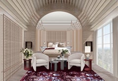 Custom 100% Silk Asymmetric Rug "Jewels"  Luxury Burgundy & Ruby Gemstone Carpe