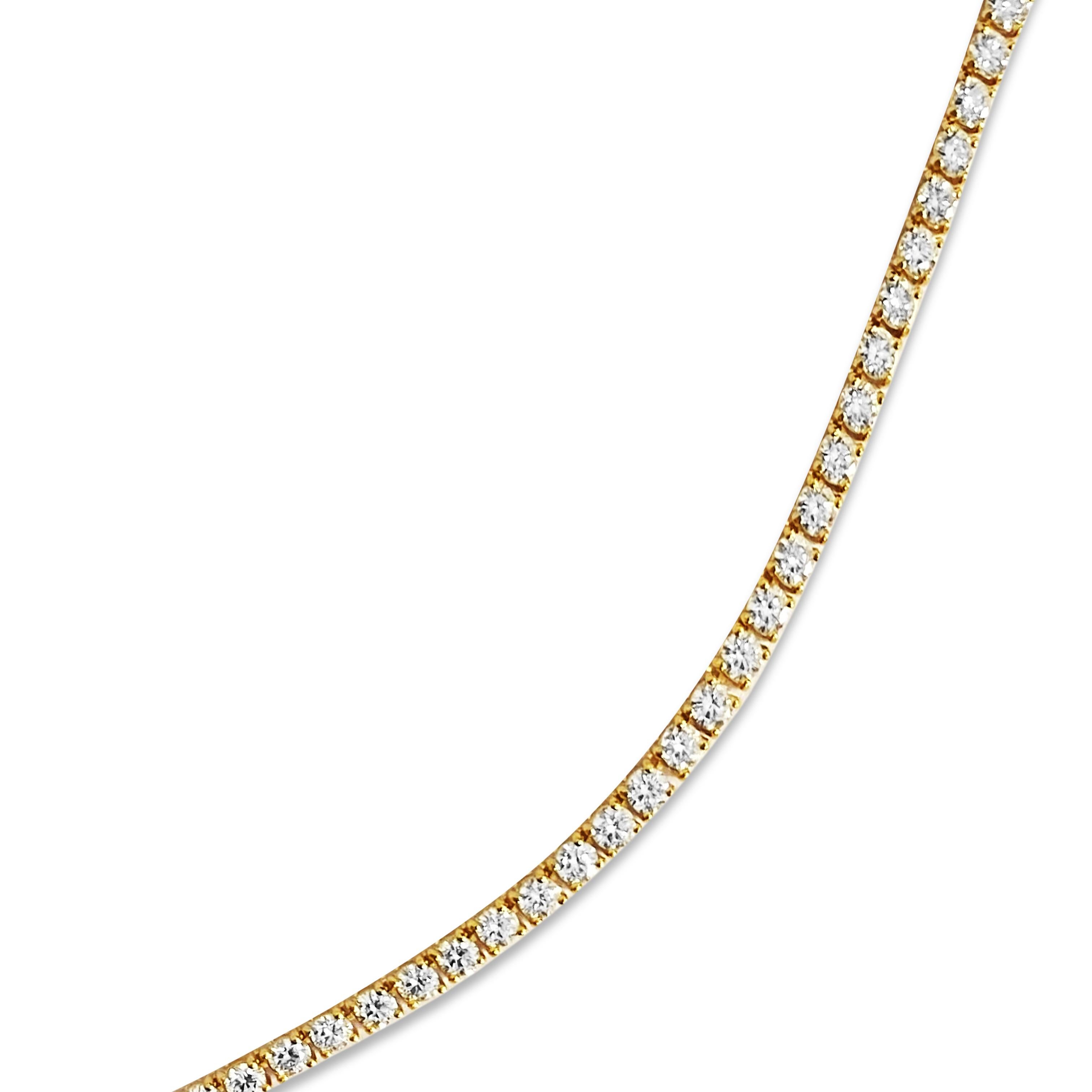 Maßgefertigte 14,50 Karat VVS Diamant-Tennis-Halskette, Unisex (Brillantschliff) im Angebot