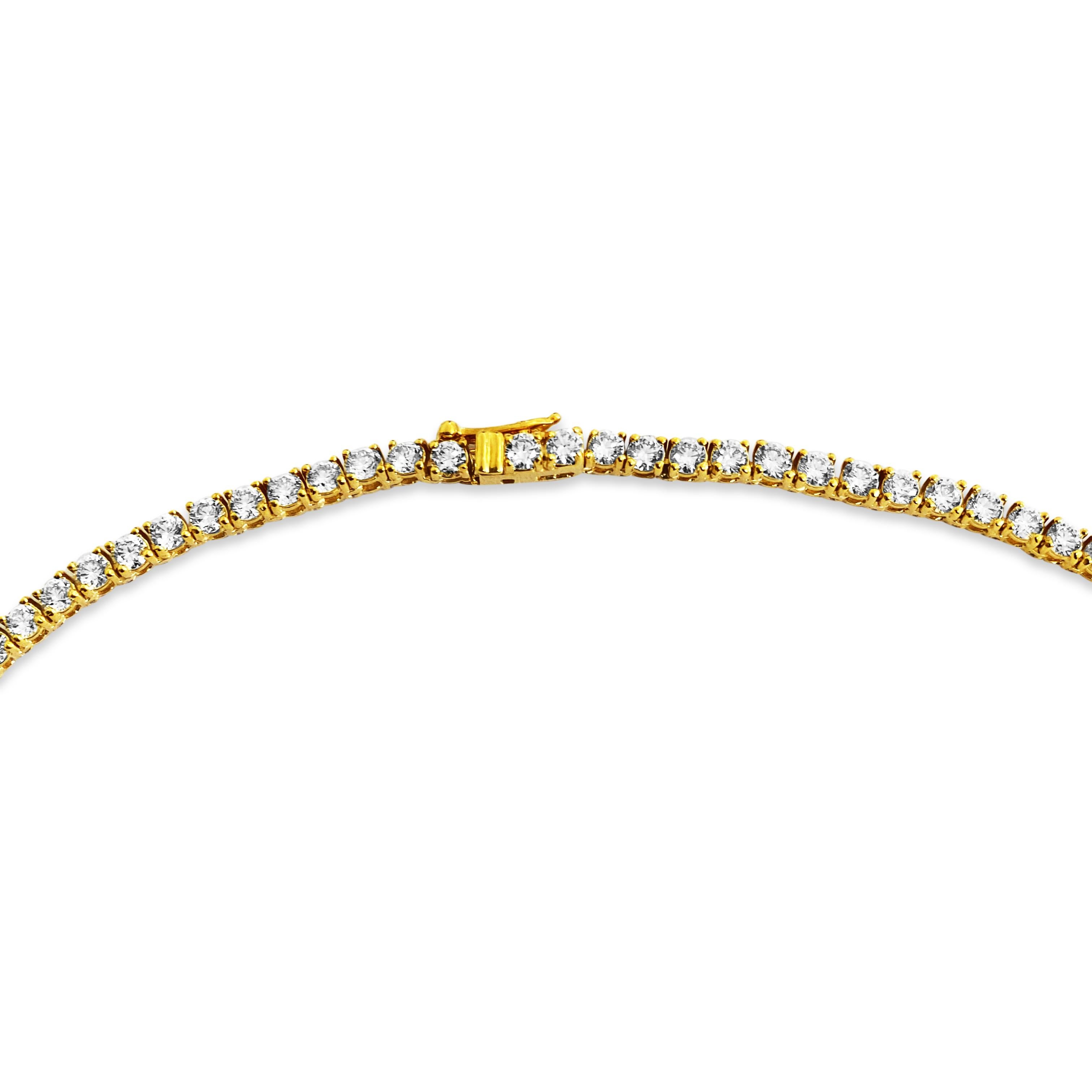 Custom 14.50 ct VVS Diamond Tennis Necklace Unisex In Excellent Condition For Sale In Miami, FL