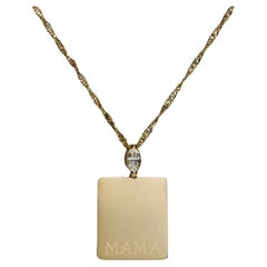 14 Karat Gelbgold MAMA gravierter Diamant-Anhänger von Serie von Eleven