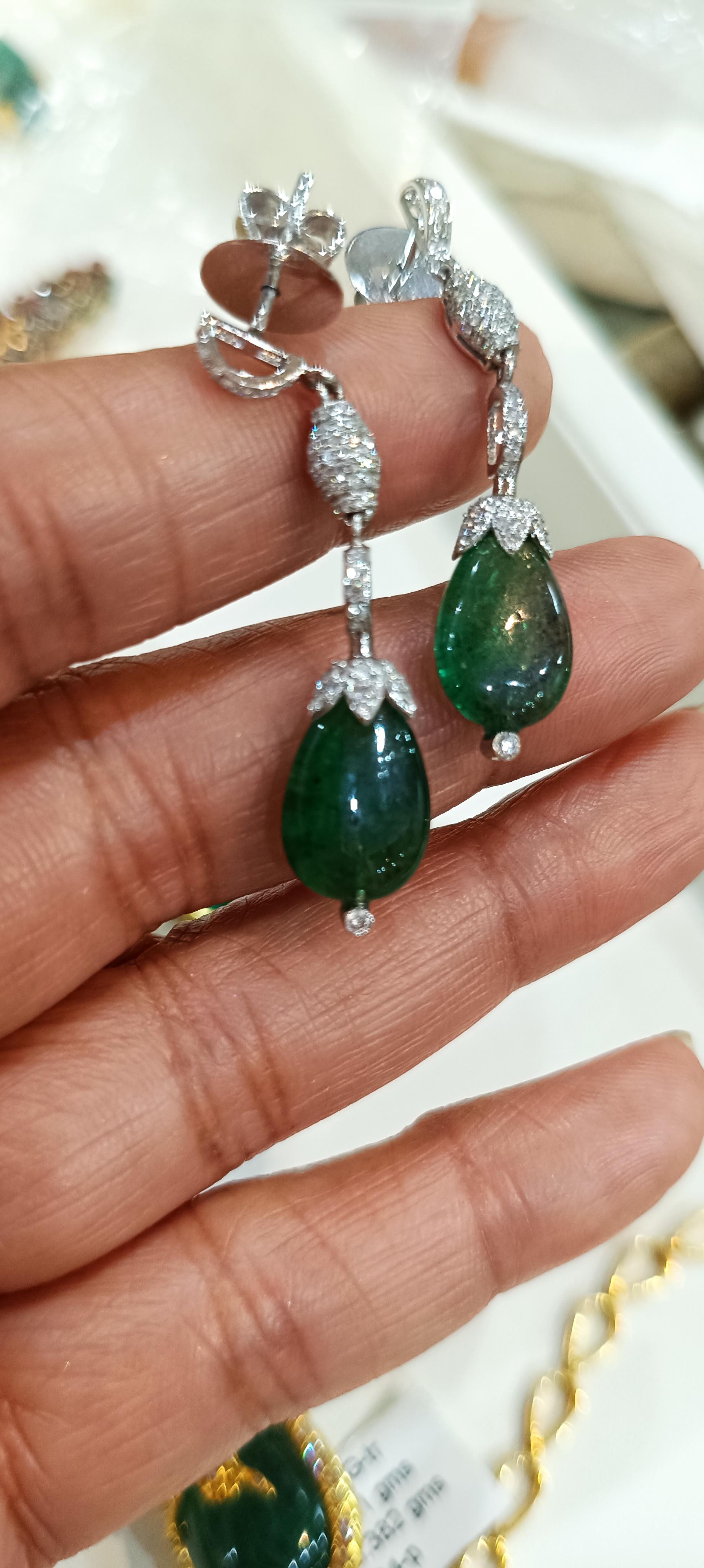 Collana personalizzata 14k Emerald Drop 297 carati smeraldo oro 14k 27gms Diamante 7,95 in vendita 5