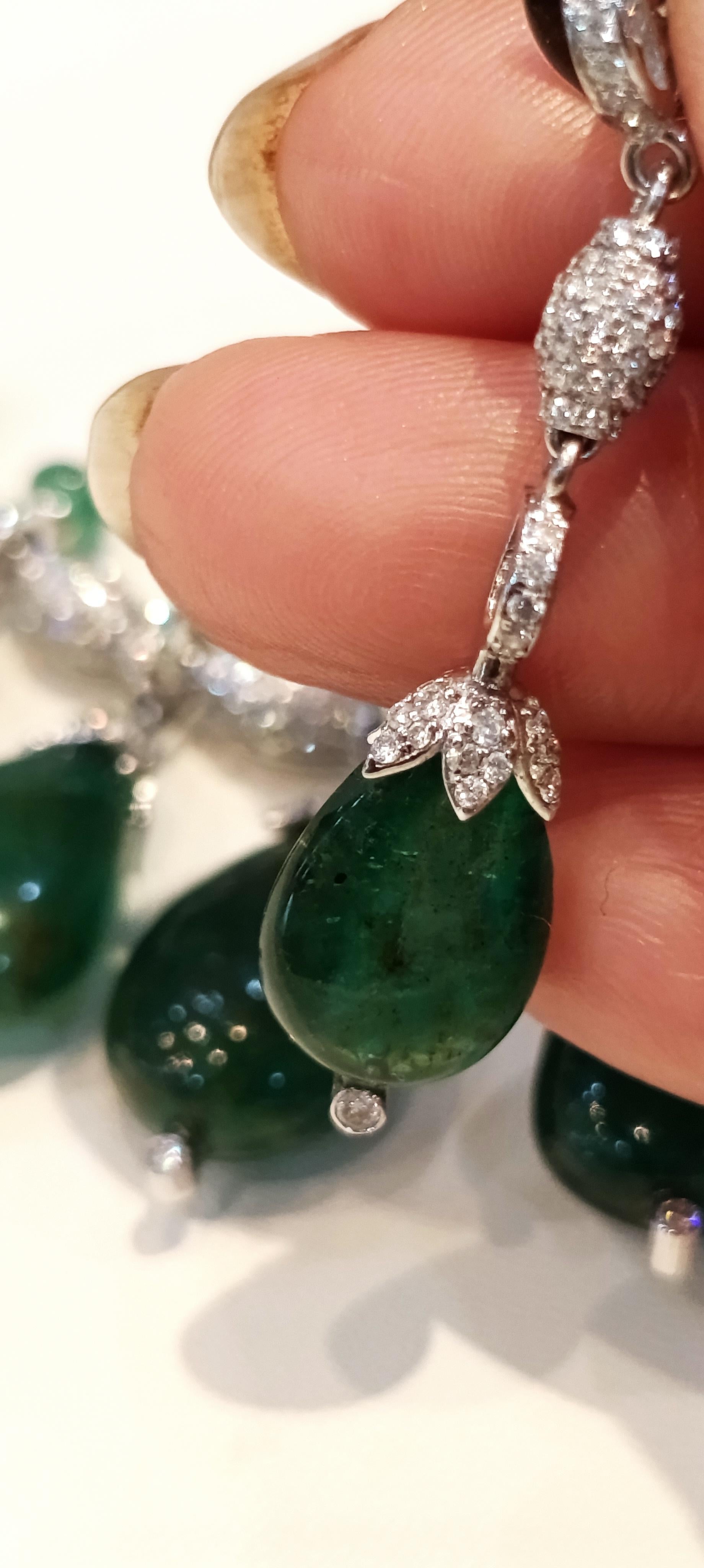 Collana personalizzata 14k Emerald Drop 297 carati smeraldo oro 14k 27gms Diamante 7,95 in vendita 9