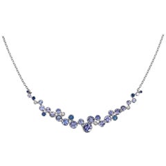 CUSTOM 14k Rose Gold Blue Ombre Necklace with Sapphires, Tanzanites and Diamonds