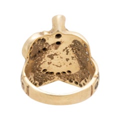 Custom 14K Yellow Gold and Diamond Saddle Ring