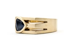 Custom 14K Yellow Gold Blue Sapphire Ring