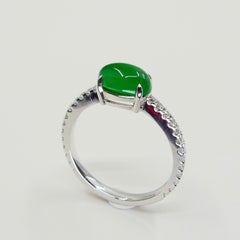 Custom 1.53 Cts Type A Imperial Green Jadeite Jade 
Diamond Ring.
