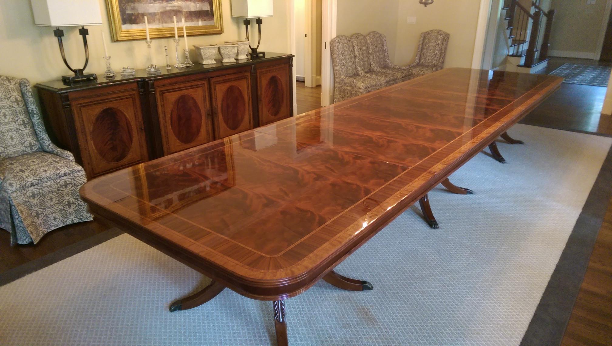 Custom Large 16 ft. Mahogany Banquet Dining Table by Leighton Hall For Sale 3