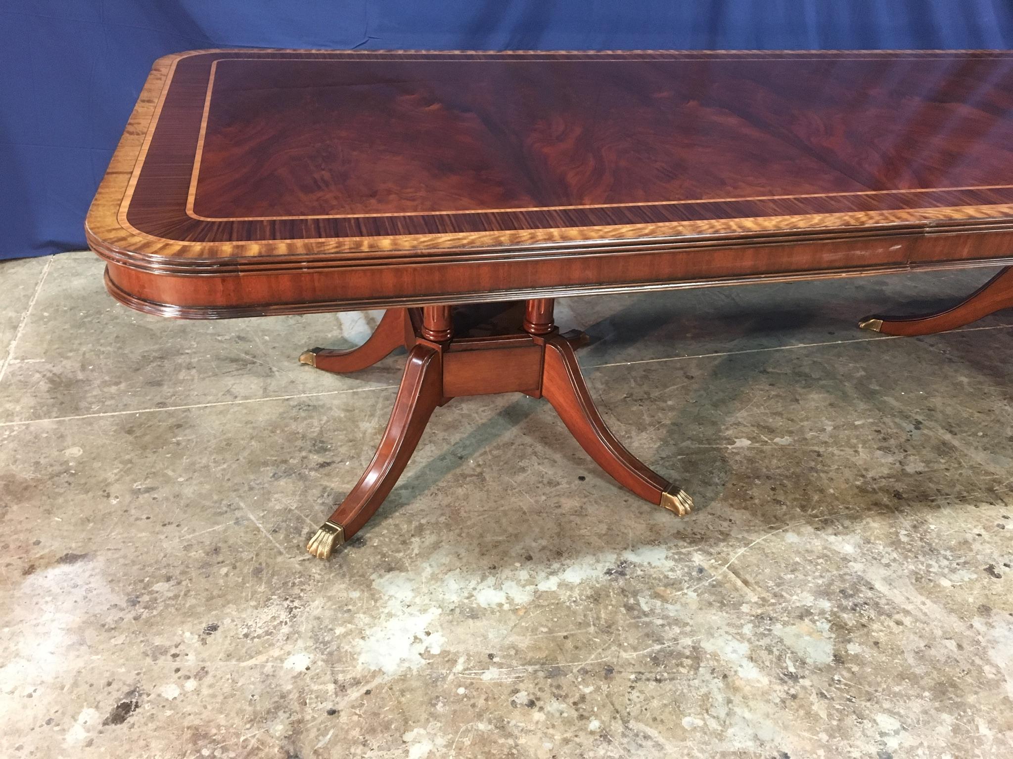 American Custom Large 16 ft. Mahogany Banquet Dining Table by Leighton Hall For Sale