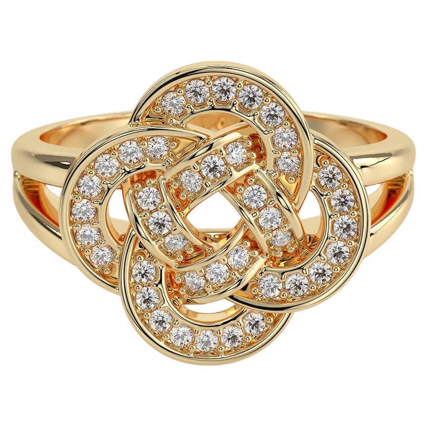 Ring Porder Custom 18k Gold Knot Gold Ring with Diamonds. Made to Order For Sale at ...