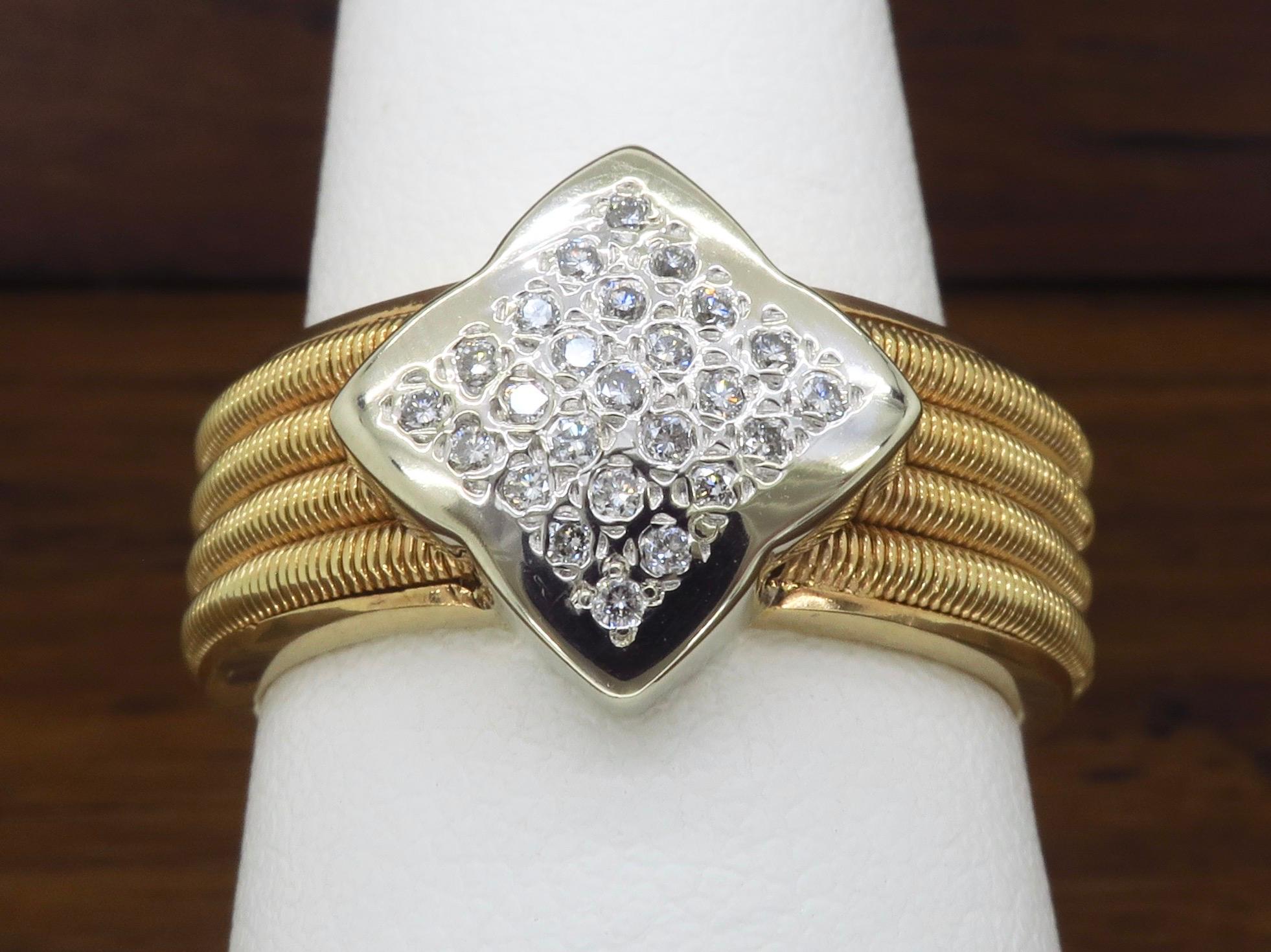 Custom 18 Karat Yellow Gold Diamond Clover Ring 5