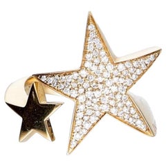 CUSTOM 18K yellow gold Diamond & plain star ring size 7.5