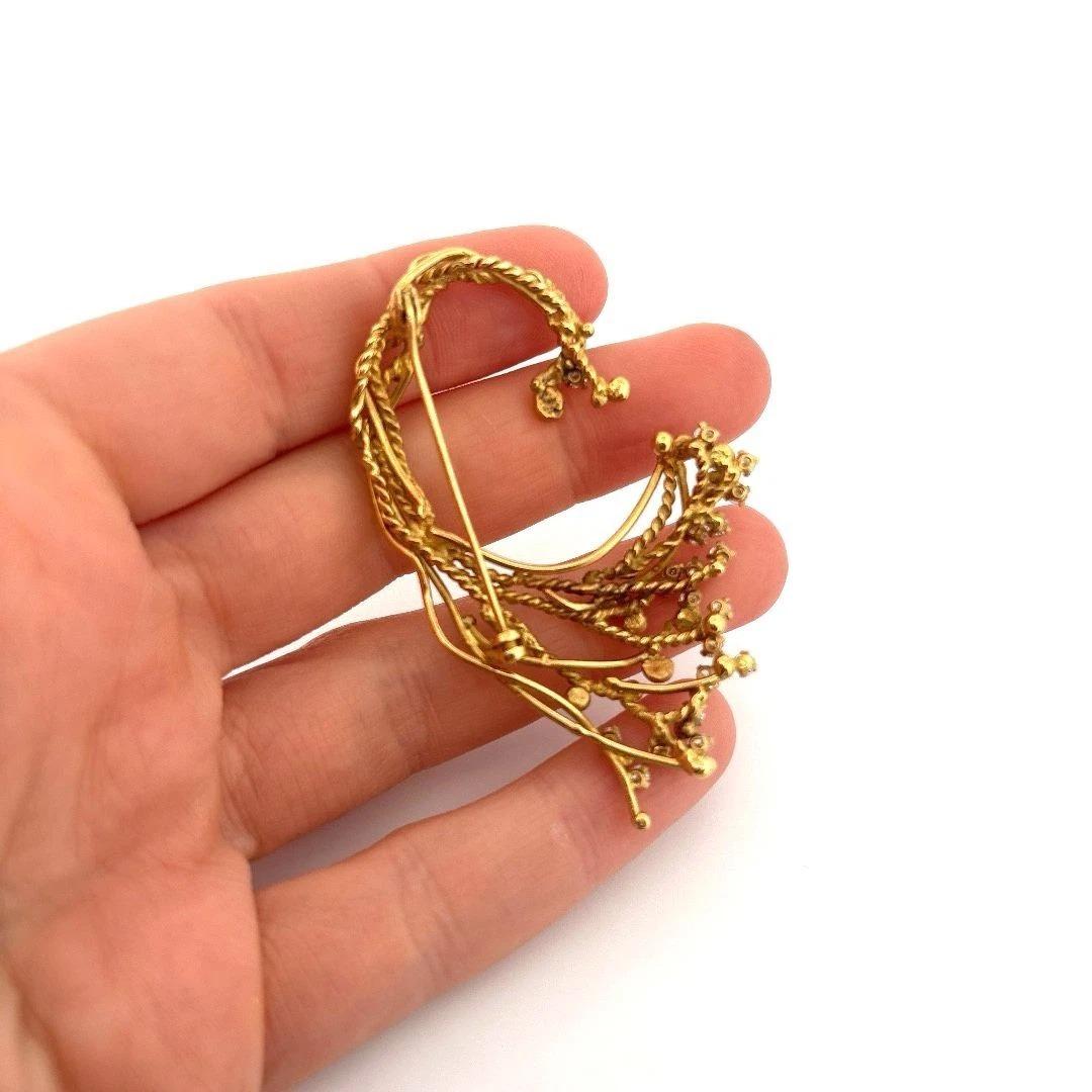 Custom 18K Gelbgold Diamant Rebe 1,00 ctw natürliche Diamanten 15,89g Brosche (Brillantschliff) im Angebot