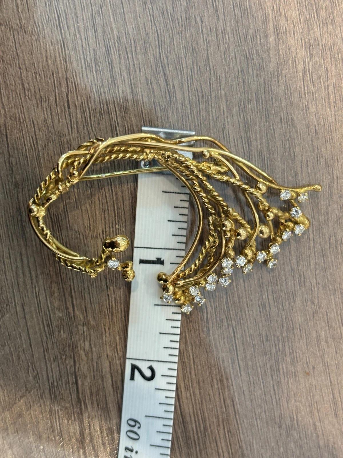 Custom 18K Gelbgold Diamant Rebe 1,00 ctw natürliche Diamanten 15,89g Brosche Damen im Angebot