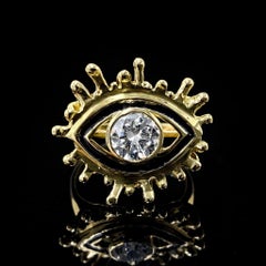 Custom 18K Yellow Gold Natural 0.82ct VS-1 G-H Diamond “Evil Eye” Ring