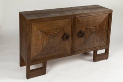 Custom 1940s Stained Oak Cabinet by James Mont