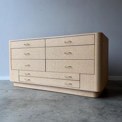 Custom 1980s Grasscloth Dresser - Lacquered Cream