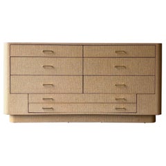 Custom 1980s Grasscloth Dresser - Lacquered Cream