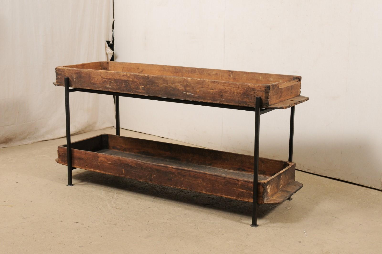 Metal Custom 2 Tier Console Table from French Baker's Bread Rising Racks