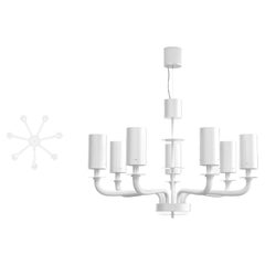 Lampadario veneziano personalizzato del XXI secolo a 7 bracci in vetro di Murano bianco di Multiforme