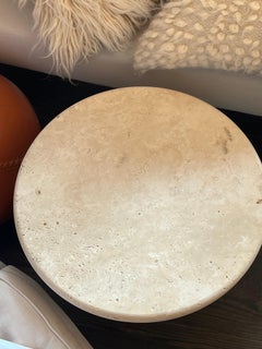 Custom Round Roman Travertine Coffee Table by Le Lampade
