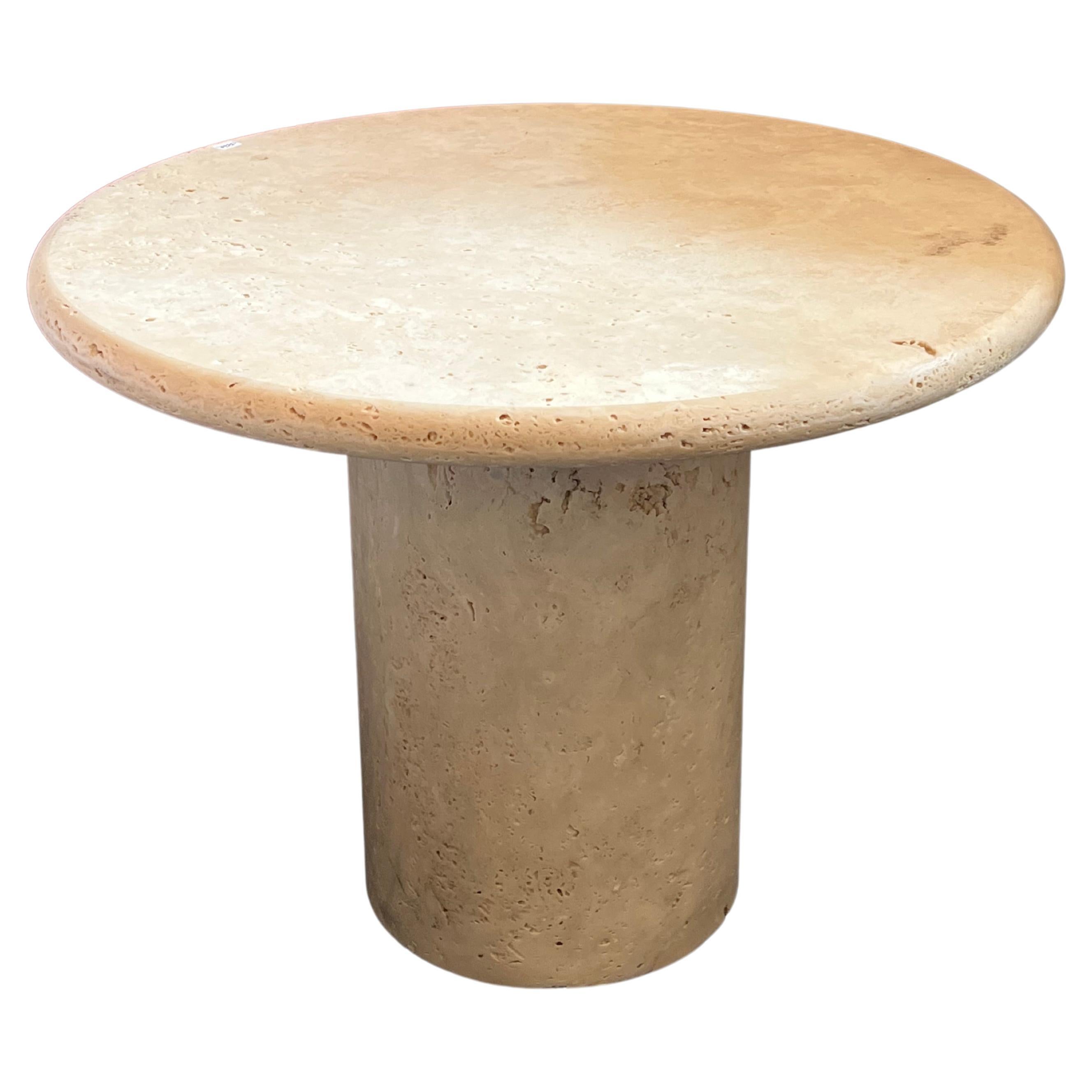 Custom Round Roman Travertine Coffee Table by Le Lampade For Sale