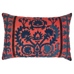 Custom Pillow Made from a Vintage Cotton Suzani Textile