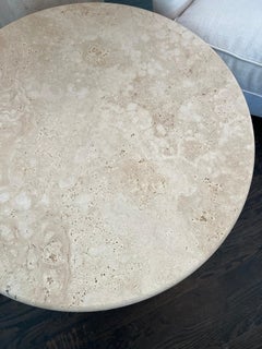 Custom Round Roman Travertine Coffee Table by Le Lampade