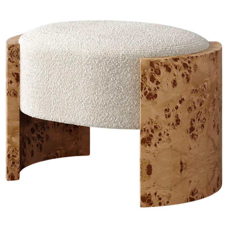 Custom Burl 28" Benoit Ottoman in Luxe Berbers / Bouclés by Christiane Lemieux