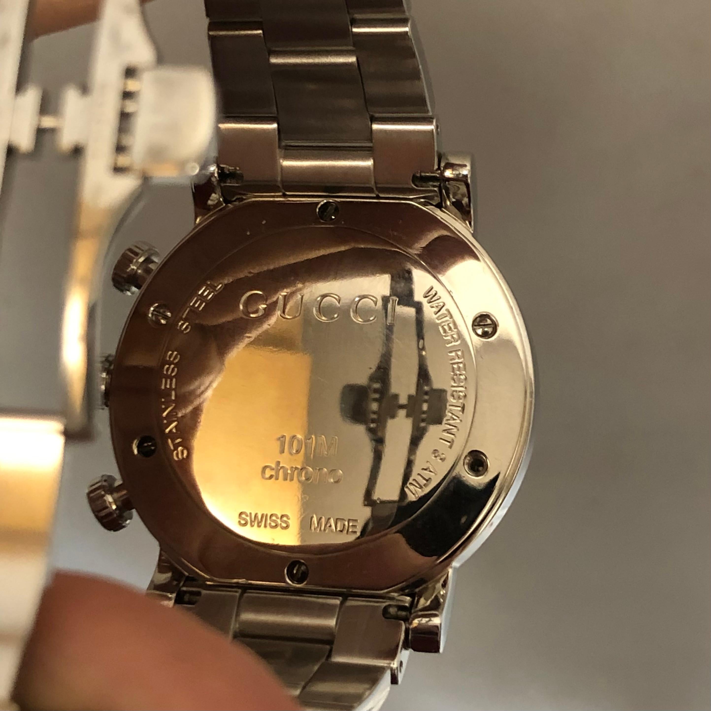 Men's Custom 3 Carat Ct Diamond Gucci G Chrono Chronograph Date Swiss Made Black Watch For Sale