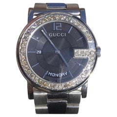  Custom 3 Carat Ct Diamond Gucci G Day Date Swiss Made Black-dial Watch 1