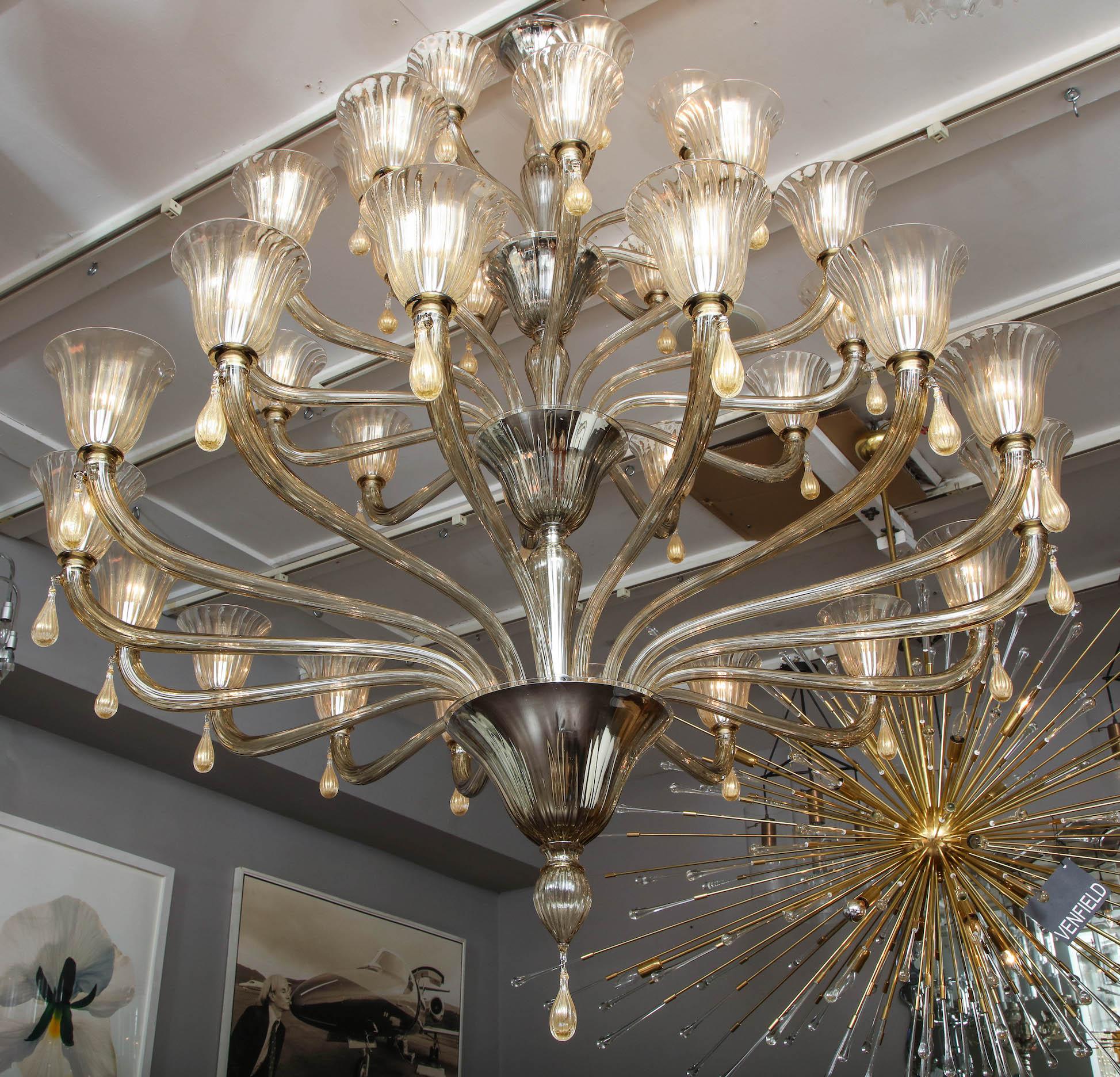 Custom 3-Tier Extra Large Modern Venetian Chandelier For Sale 1