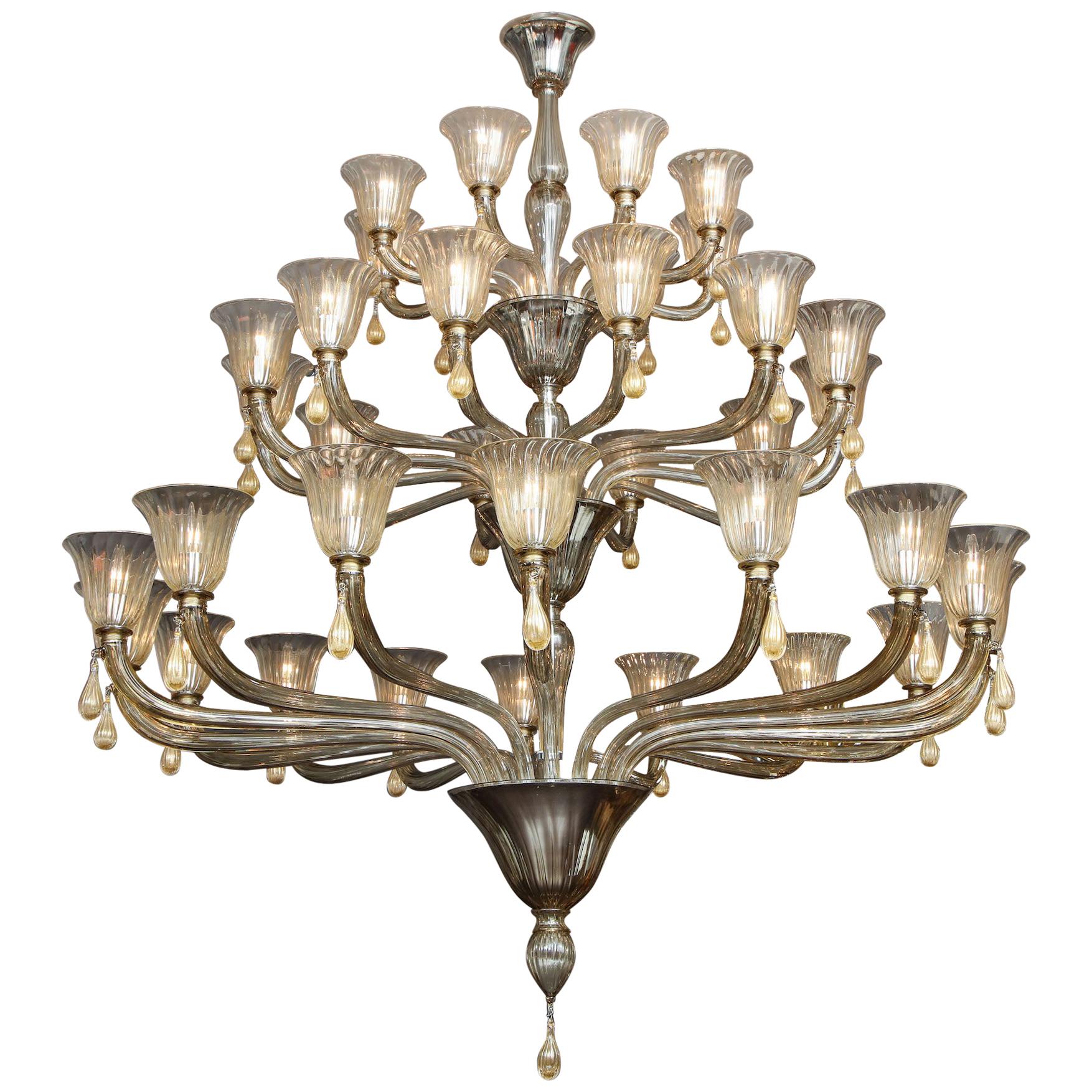 Custom 3-Tier Extra Large Modern Venetian Chandelier For Sale