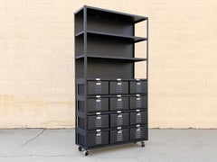 Custom 3 x 4 Locker Basket Unit on Casters with Three Shelves, Matte Black