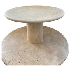 Custom Round Roman Travertine Coffee Table by Le Lampade