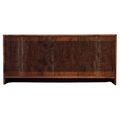 Custom 320 cm Oregon Black Walnut Slatted Credenza
