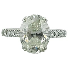 Custom 3.50 carat Oval Diamond Engagement Ring Diamonds on Band 19 karat Gold