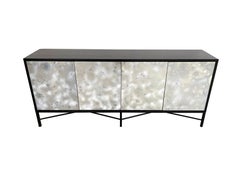Modern Industrial 4-Door Media Buffet with Black Steel by Ercole Home