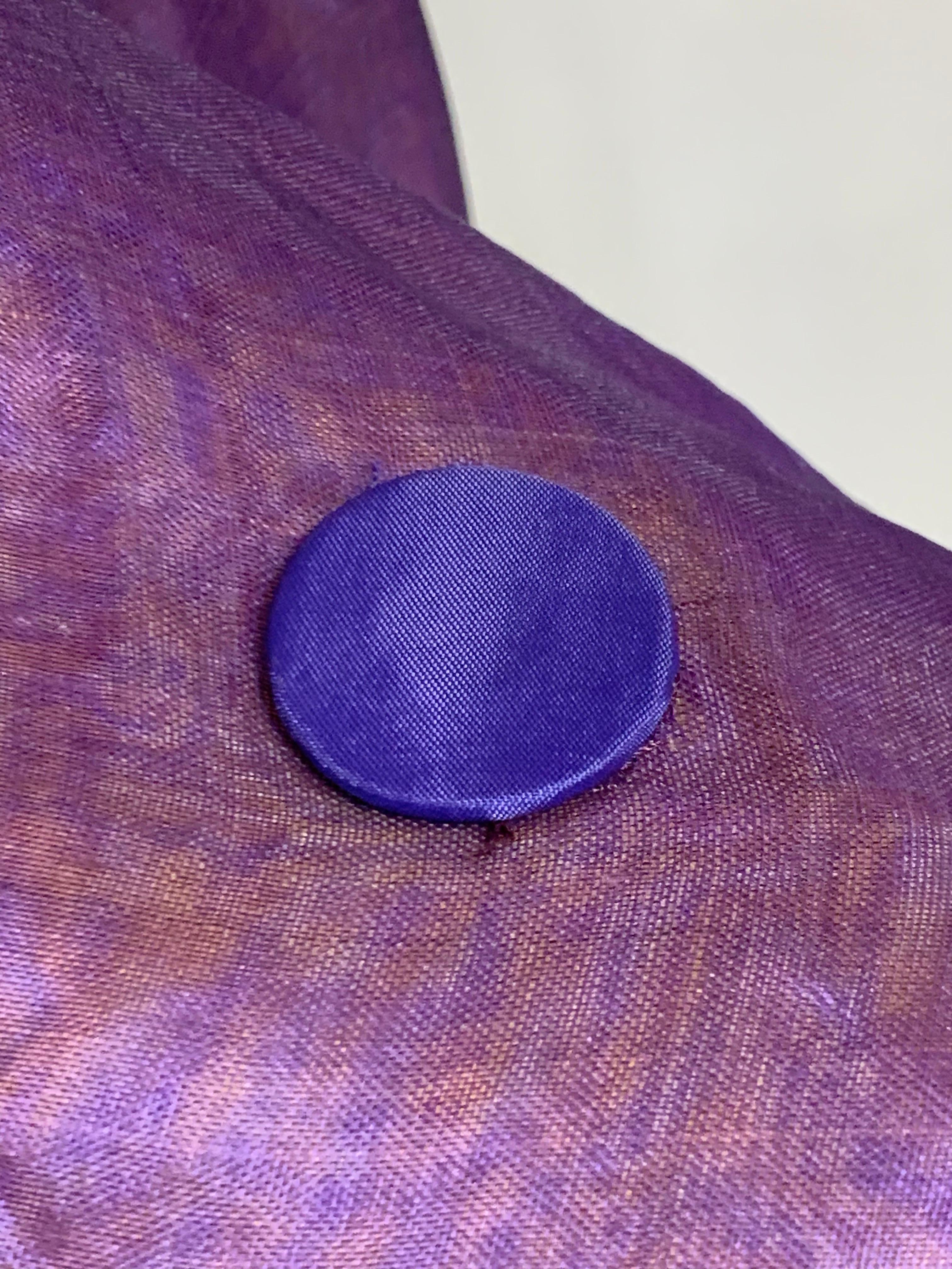 Custom 4-Piece Purple/Gold Shot Silk Ensemble: Halter Skirt Jacket and Turban For Sale 9